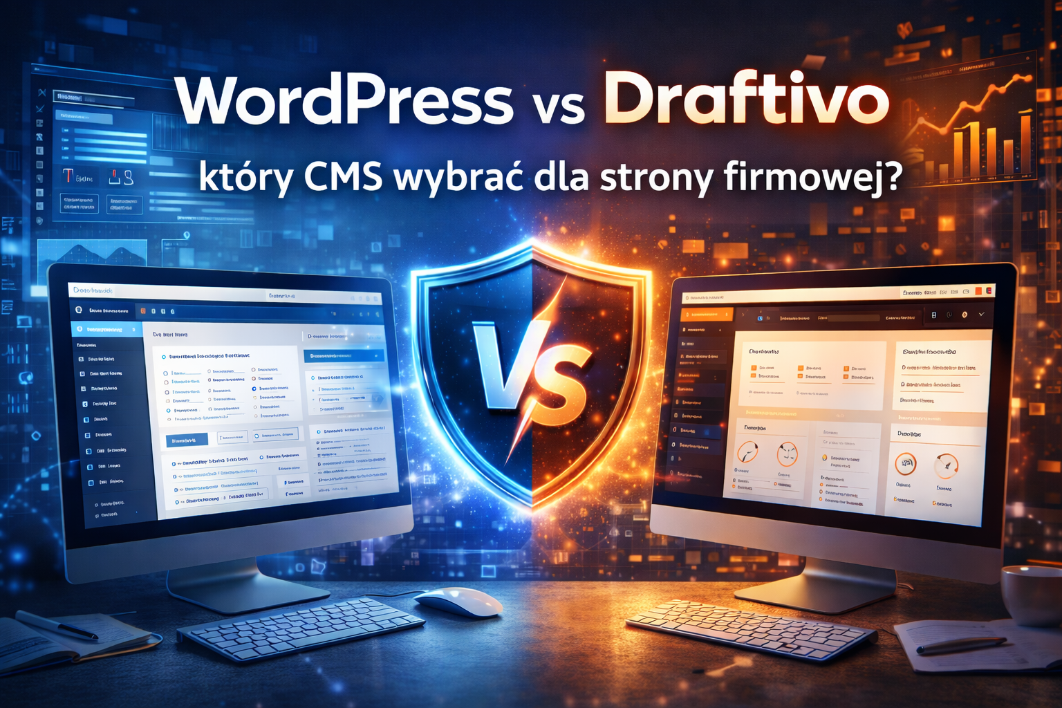 Grafika wpisu: WordPress vs Draftivo – który CMS wybrać dla strony firmowej?