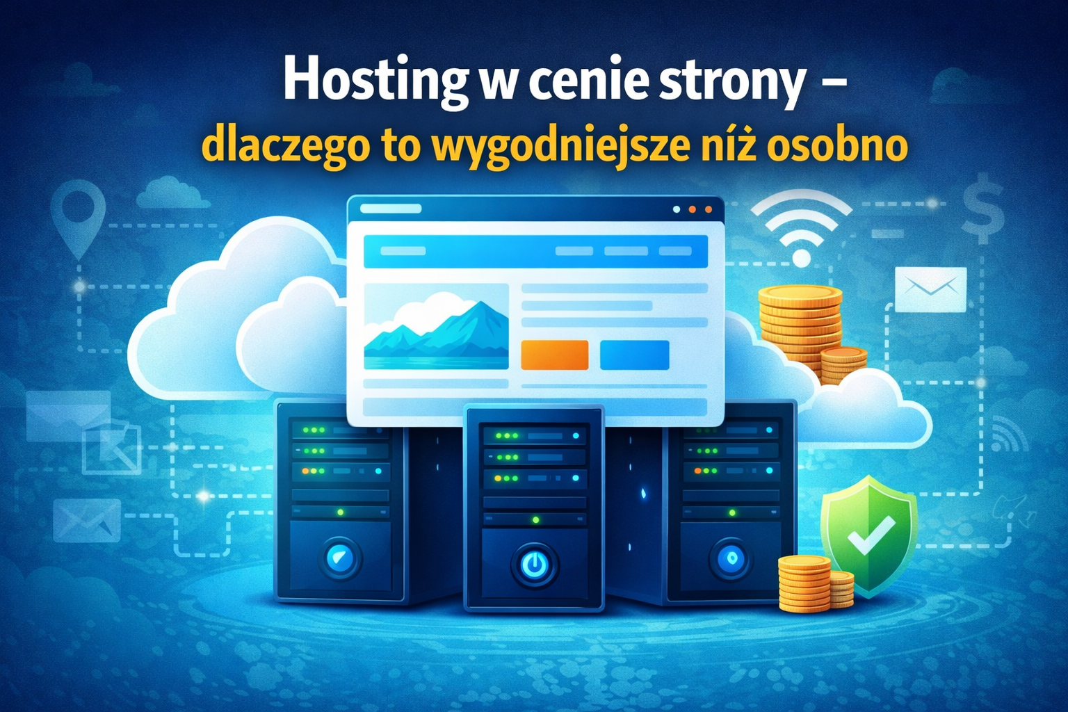 Grafika wpisu: Hosting w cenie strony - dlaczego to wygodniejsze niż osobno