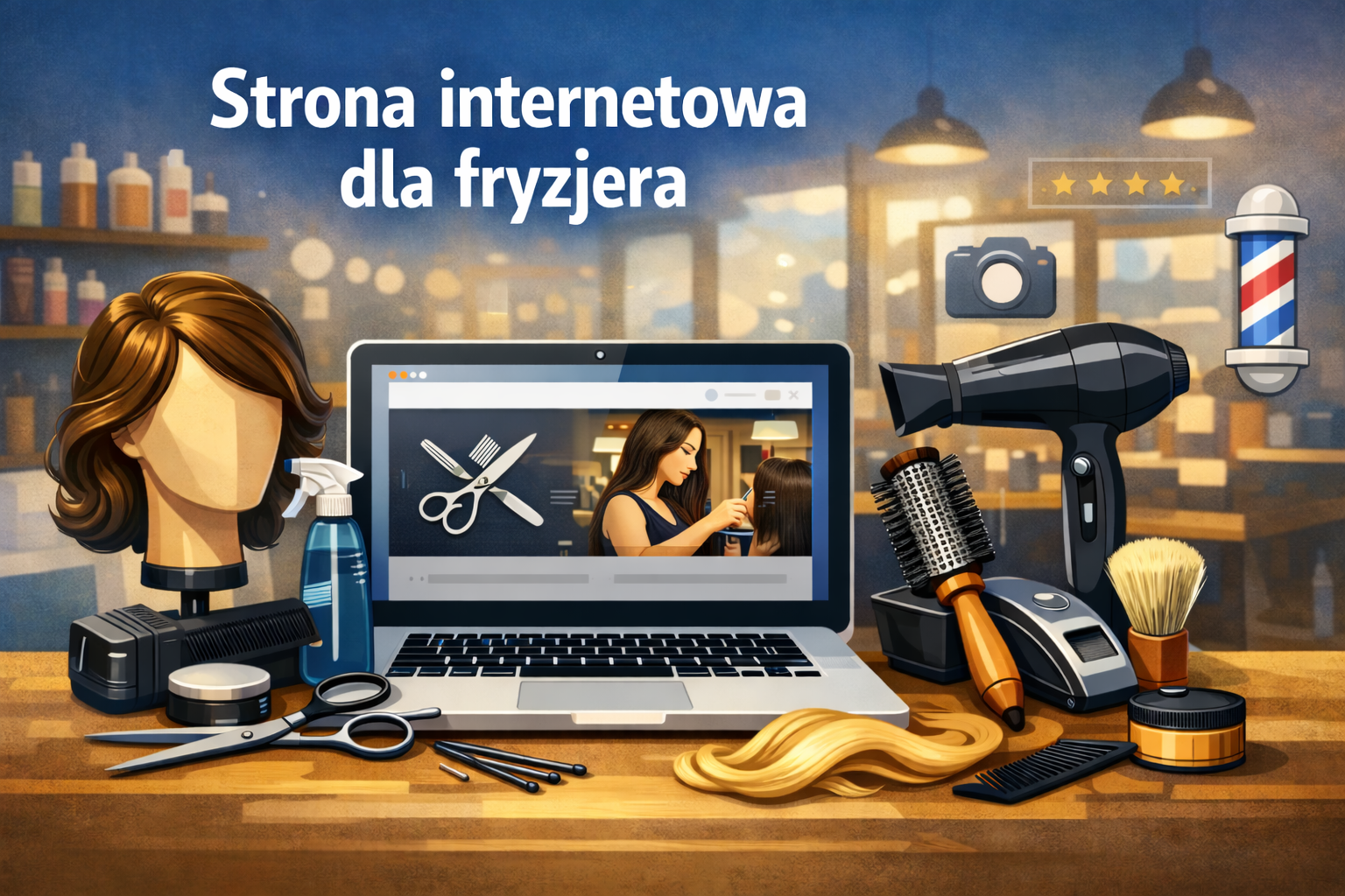 Grafika artykułu: Strona internetowa dla fryzjera - co przyciąga klientów do salonu